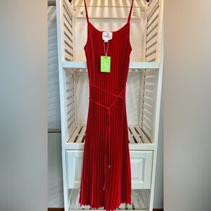 Sam Edelman red accordion pleat dress, size L